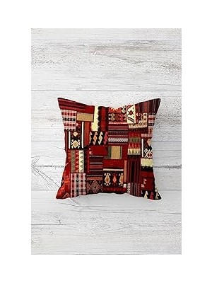 Nacario Pelangi Etnik Kilim Motifli Patchwork Çift Taraflı Gizli Fermuarlı Yastık Kılıf Kırlent Koltuk Yast