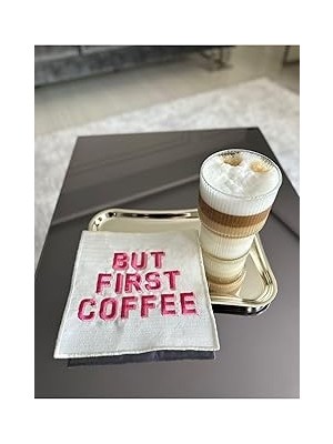 Nacario Linda Mia But First Coffee Desenli Kokteyl Peçete