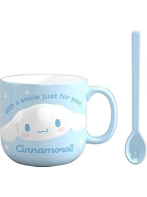 Nacario Miniso Sanrio Kabartmalı Seramik Kaşıklı Kupa (450ML)(CINNAMOROLL)