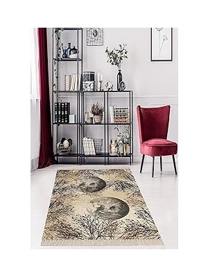 Nacario Pelangi Bej Dijital Baskı Yıkanabilir Kaymaz Taban Halı Yolluk, Bej 100 x 300