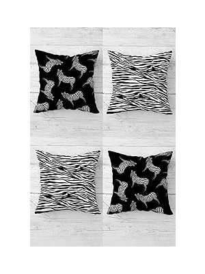 Nacario Pelangi Zebra Zebra Çizgili Kombin Gizli Fermuarlı Kırlent Kılıfı Koltuk Yastık Kılıfı TAKIM(4AD