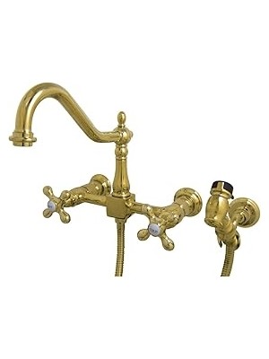 Nacario Brass KS1242AXBS Heritage Bridge Mutfak Bataryası, Parlak Pirinç, 8,5 x 8,13 x 2,25