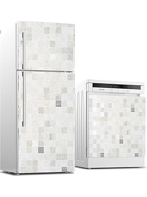 Nacario Buzdolabı Bulaşık Makinası Beyaz Eşya Sticker Kaplama Taş Desen