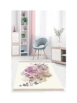 Nacario Pelangi Desenli Dijital Baskı Yıkanabilir Kaymaz Taban Salon Halı Yolluk, Pembe