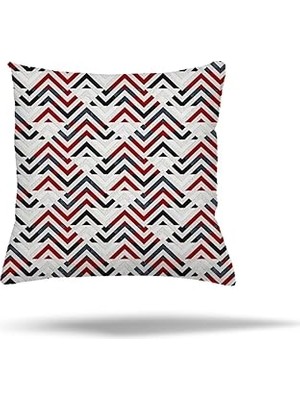 Nacario Pelangi Geometrik Karo Zigzak Kilim Desen Gizli Fermuarlı Yastık Kılıfı Kırlent Kılıfı, Bordo-Gri 4