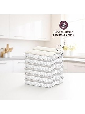 Nacario Selka - Nora 12'li 1.2 Litre Küçük Boy Ekru Saklama Kabı