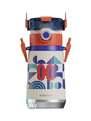 Nacario Cocosmile Özel Kutulu 500 ml Pipetli Çelik Termos -Boyun Askılı- 4 Farklı Robot Modeli CS0001