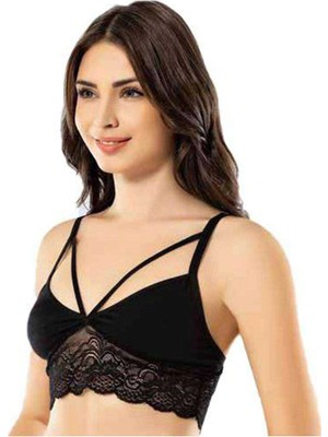 Herşey Trend Kota Siyah Dantelli Büstiyer