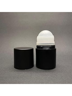 Nacario 50 ml Plastik Roll-On Şişesi - Siyah Gövdeli Siyah Kapaklı Bilyeli Takım - 50 cc Koltukaltı Roll-On