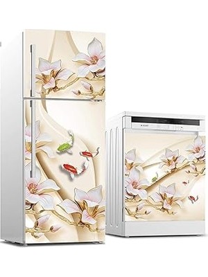 Nacario Buzdolabı Bulaşık Makinası Beyaz Eşya Sticker Kaplama 3D Balıklar