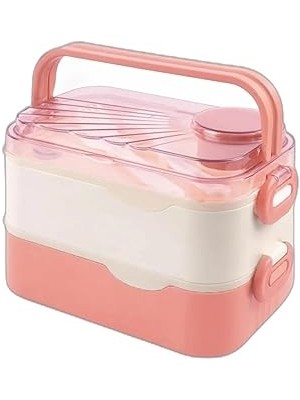 Nacario Vagonlife Içi Çelik 2 Katlı Saklama Kabı 1350 ml Pembe