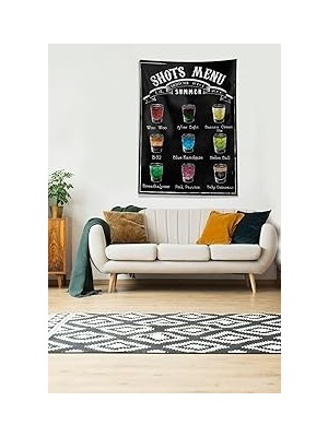 Nacario Pelangi Siyah Shots Menü Tutmaz Kadife Kumaş Duvar Örtüsü Duvar Halısı Tapestry DWLL313, 70 x