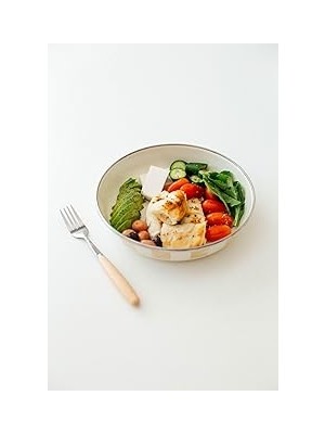 Nacario Beige Emaye Bowl Tabağı - Bowl Kase - Salata Kasesi - Sunum Kasesi
