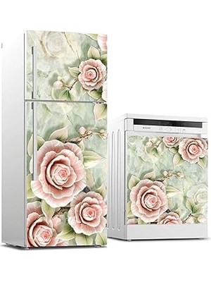 Nacario Buzdolabı Bulaşık Makinası Beyaz Eşya Sticker Kaplama 3D Gül