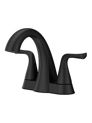 Nacario Pfister Willa Banyo Lavabo Bataryası, 10 cm Merkez Seti, 2 Saplı, 3 Delikli, Mat Siyah, LF048MALSDB