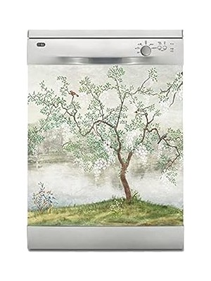 Nacario Bulaşık Makinesi Sticker Kaplama Beyaz Eşya Kaplama Ağaç-Kuşlar