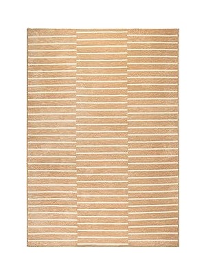 Nacario Textile Bej Renk Çizgi Desenli Şönil Halı Kilim 160 x 230 cm