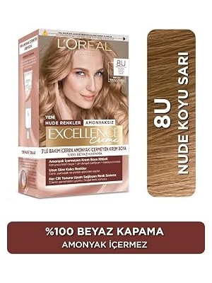 Nacario L'oreal Paris Excellence Creme Nude Renkler Saç Boyası - 8u Nude Koyu Sarı