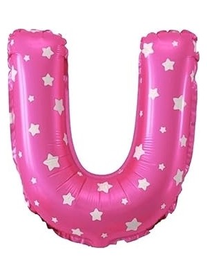 Nacario U Harfi 16 Inç Pembe Kalpli Renk Folyo Balon 36 cm (Pembe)