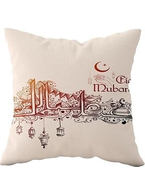 Nacario Pelangi Eid Mubarak Ramazan Temalı Çift Taraflı Gizli Fermuarlı Yastık Kılıfı Kırlent Koltuk Yastık