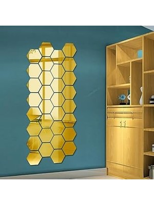 Nacario Yapışkanlı Akrilik Gold Ayna Seti 12 Adet