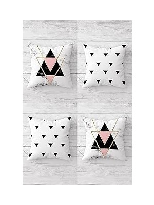 Nacario Pelangi Geometrik Üçgen Desenli Gizli Fermuarlı Kırlent Kılıfı Koltuk Yastık Kılıfı TAKIM(4ADET), B