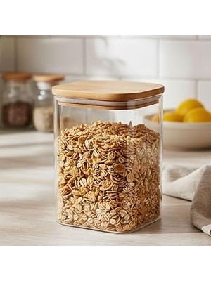 Nacario Deconox 900ML Sızdırmaz Vakumlu Bambu Kapaklı Borosilikat Cam Kavanoz – Hava Geçirmez & Dayanıklı G
