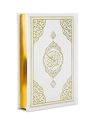 Nacario Termo Deri Ciltli - Medine Hatlı - Hafız Boy - Kuranı Kerim - Beyaz
