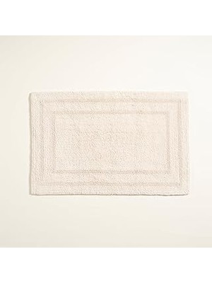 Nacario Solıd Çift Taraflı PAMUK%100 Pamuk Banyo Paspası 60X90 cm Krem