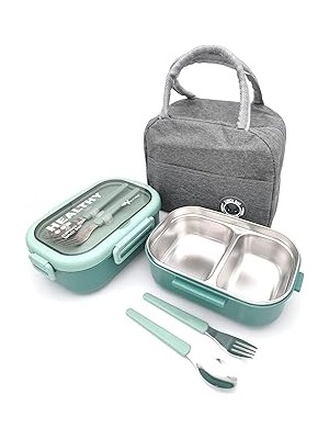 Nacario Valkyrie Isı Yalıtımlı Termal Çantalı Çelik Lunch Box – Bpa’sız, Sızdırmaz, Çok Bölmeli Yemek Kabı