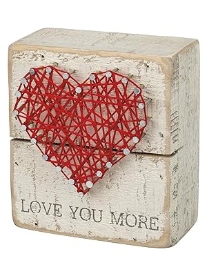 Nacario Primitives By Kathy 34248 Rustik Beyaz Ip Sanat Kutusu Tabelası, 8,9 cm x 10,16 Cm, Love You More