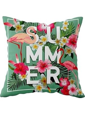 Nacario Pelangi Summer Desen Çift Taraflı Gizli Fermuarlı Yastık Kılıfı Kırlent Koltuk Yastık Kılıfı, Yeşil