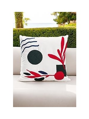 Nacario Asdiva Bohem 45X45 Özel Tasarım Punch Panç Süzene Desen Dekoratif Kırlent Kılıfı Beyaz 60