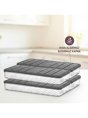 Nacario 4 Adet 1 Lt. Nora Organizer Buzdolabı Buzluk Düzenleyici Saklama Kabı-Gri