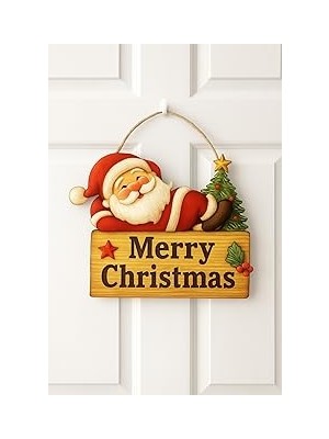 Nacario Keyifli Noel Baba Yılbaşı Ahşap Kapı Süsü Noel Kapı Süsü, Yılbaşı Süsü Yılbaşı Temalı Hediyeler (25