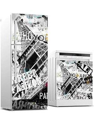 Nacario Buzdolabı Bulaşık Makinası Beyaz Eşya Sticker Kaplama Paris Popart