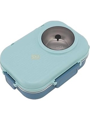 Nacario Vagonlife Bento 1100ML Lunchbox Tek Katlı Çelik Sefer Tası Kaseli Yemek Kutusu (Turkuaz)