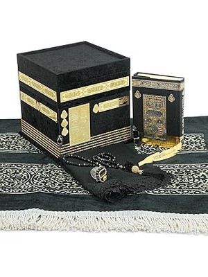 Nacario Hediyelik Kuran-I Kerim, Eşarp, Tesbih Seccade Kabe Maketi Seti Siyah