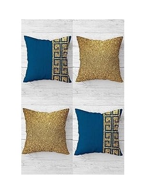 Nacario Pelangi Gold Payetli Düz Kombin Gizli Fermuarlı Kırlent Kılıfı Koltuk Yastık Kılıfı TAKIM(4ADET), G