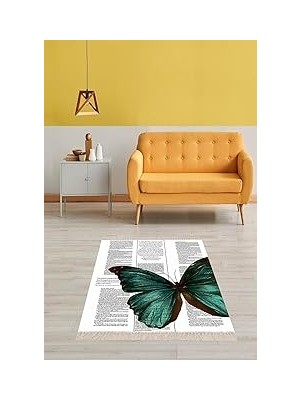 Nacario Pelangi Desenli Dijital Baskı Yıkanabilir Kaymaz Taban Salon Halı Yolluk, Bej-Ye