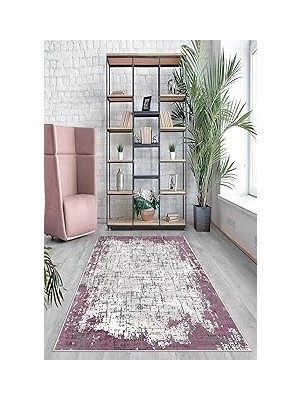 Nacario Pelangi Mor Batik Desen Renk Geçişli Yıkanabilir Kaymaz Taban Tutmaz Salon Halısı Yo