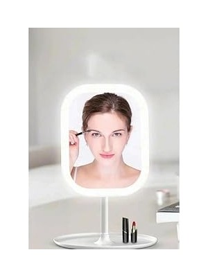 Nacario Uni̇chrome Masaüstü Dokunmatik Makyaj Aynası LED Işıklı Beyaz Renk Make Up Mirror 3 Modlu Standlı