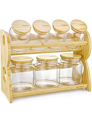 Nacario Bambum Bench Standlı 8 Parça Cam Baharat Takımı