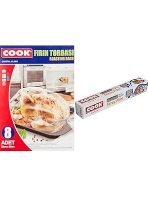 Nacario Cook Fırın Torbası Standart Boy 25 x 38 cm (8 Adet/kutu Içi) Cook Kesimli Streç Film 30 cm x 50