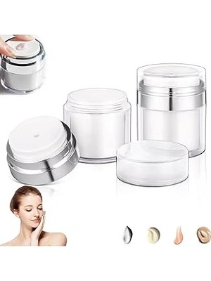 Nacario Yenigeldi 50 ml (Büyük Boy) Havasız Pompa Vakumlu Şişe Kapaklı Yeniden Doldurulabilir Krem Kavanozu