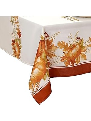 Nacario Elrene Fashions Autumn Pumpkin Grove Masa Örtüsü, 152 cm x 365 cm Dikdörtgen, Çok Renkli