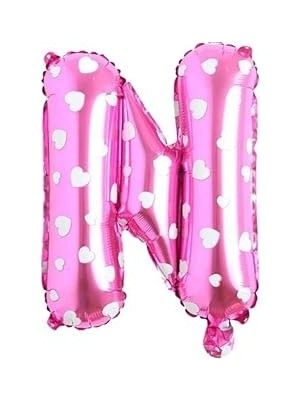 Nacario N Harfi 16 Inç Pembe Kalpli Renk Folyo Balon 36 cm (Pembe)