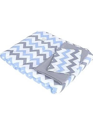 Nacario Bebek El Yapımı Yorgan Çarşaf Yastıklı Üçlü Set (Gri-Mavi)