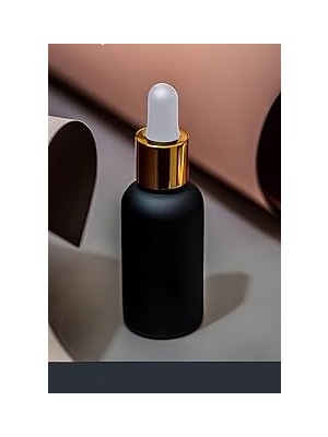 Nacario 30 ml Mat Siyah Cam Damlalıklı Şişesi 30 cc Renkli Metal Kapaklı Dropper Cam Şişe 1 Adet (Gol
