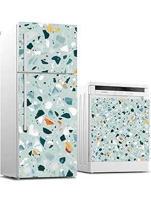 Nacario Buzdolabı Bulaşık Makinası Beyaz Eşya Sticker Kaplama Terrazzo